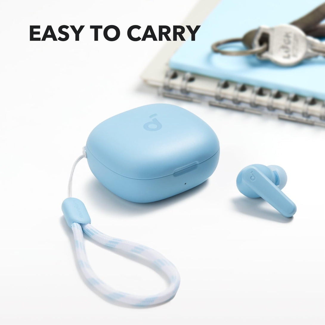 Soundcore by Anker P20I True Wireless Earbuds, 10Mm Drivers with Big Bass, Bluetooth 5.3, 30H Long Playtime, Water-Resistant, 2 Mics for AI Clear Calls, 22 Preset Eqs, Customization (Light Blue)