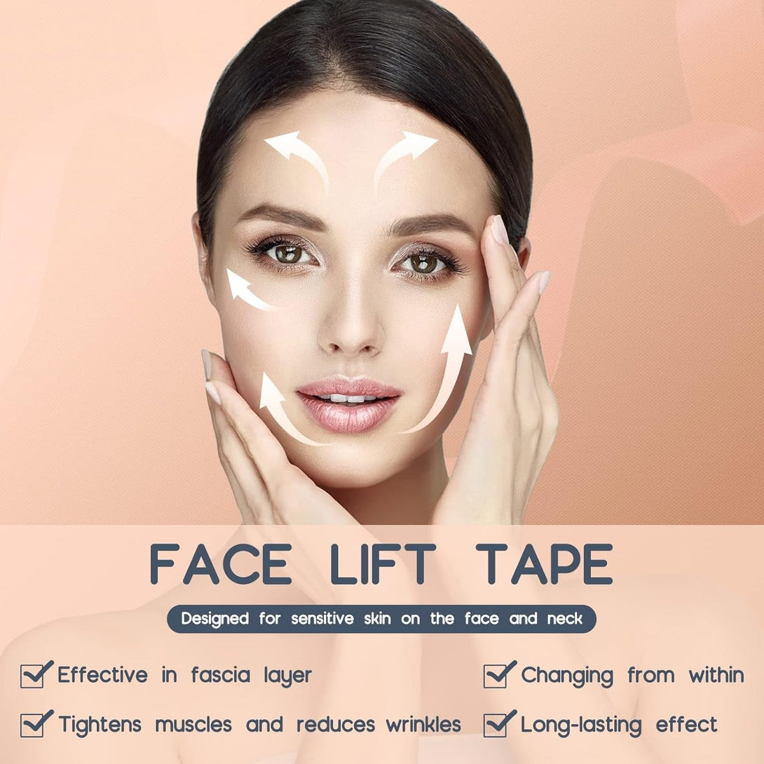 2 Rolls Facial Myofascial Face Lift Tape, Neck & Forehead Smooths Wrinkles, Unisex Anti-Wrinkle Patches for Firming and Tightening Skin