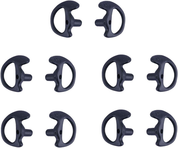 Two Way Radio Ear Mold Replacement Soft Silicone Ear Insert for Acoustic Coil Tube Earpiece (Black, 5 Pair Small)