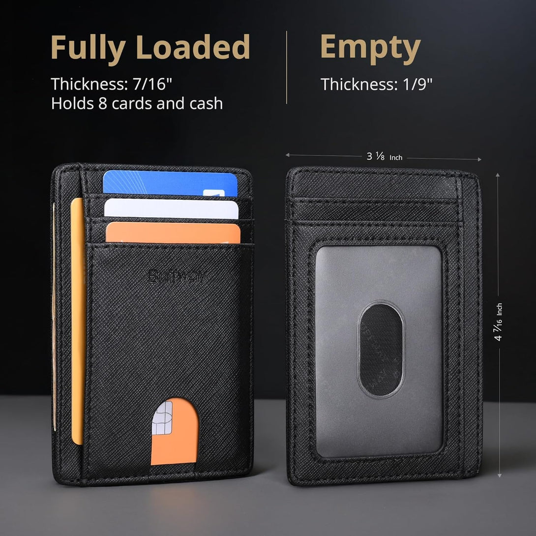 Buffway Slim Minimalist Front Pocket RFID Blocking Leather Wallets for Men and Women