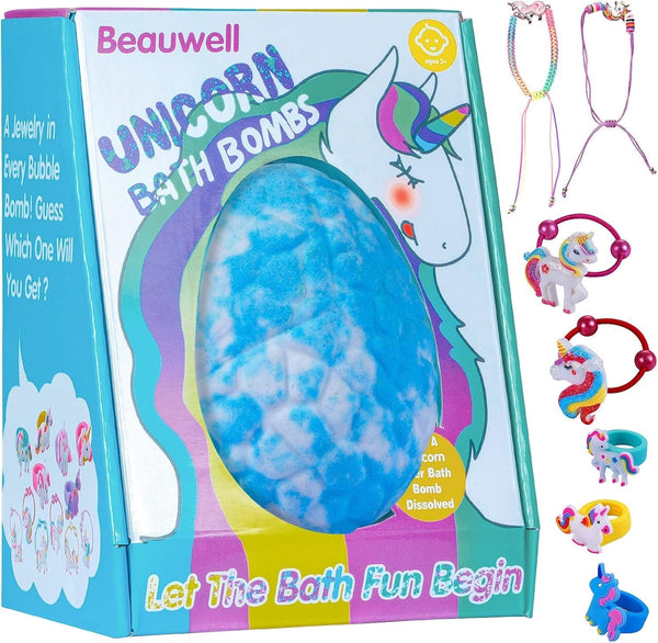 Bath Bombs for Kids, XXXL Kids Bath Bombs with Surprise inside Unicorns Gifts for Girls, Natural Organic Bubble Bath, Easter Basket Stuffers
