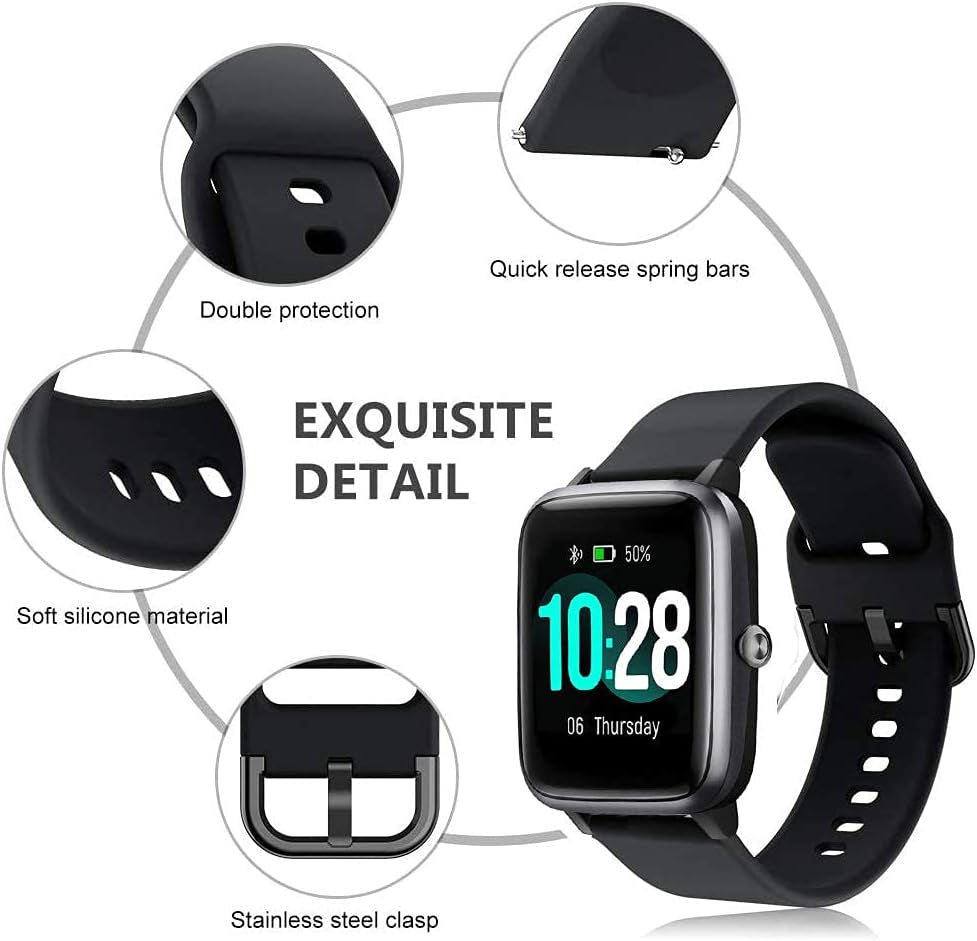 Bands Compatible with ID205L Smart Watch, 19Mm Quick Release Soft Silicone Fadeless Pattern Printed Floral Replacement Band for ID205L, ID205G ID205 ID205U ID205S