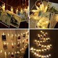 Dopheuor Photo Clip String Lights LED Fairy Clip String Lights Hanging Photo Pictures Battery Operated for Gifts Patio Christmas Bedroom Wedding