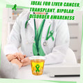 Baderke 50 Pcs Mental Health Awareness Green Ribbon Plastic Cups Bulk Disposable 12Oz Liver Cancer Awareness Plastic Cups for Transplant Bipolar