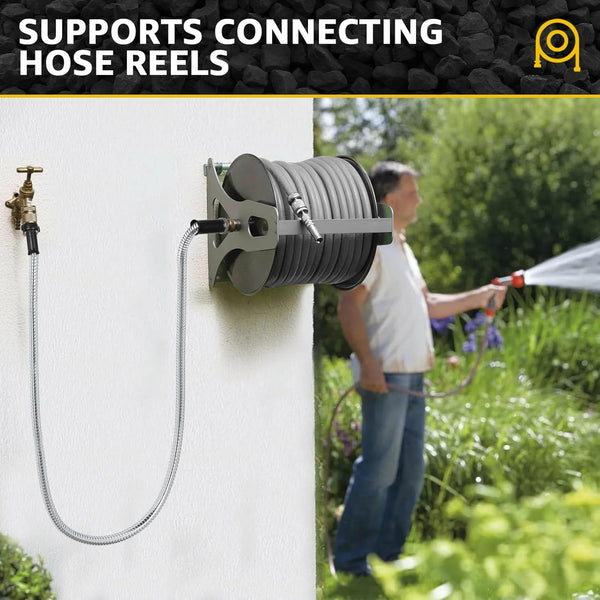 Short Garden Hose Meatl Water Hose Heavy Duty Stainless Steel Hose with Metal Fittings Flexible Lightweight Hose Puncture Proof for Yard,