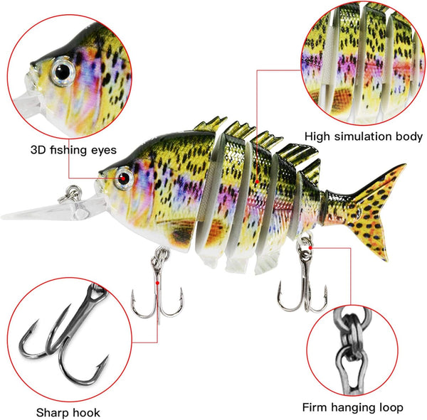 Fishing Lures for Bass Trout Topwater Multi Jointed Swimbaits Slow Sinking Bionic Swimming Lures Bass Freshwater Saltwater Bass Lifelike Fishing