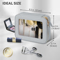 Prite Small Makeup Bag for Women Portable Clear Makeup Bag Cute Mini Waterproof Travel Cosmetic Bag with Gold Zipper for Car Essentials(Grey)