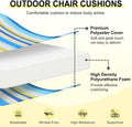 Downluxe Outdoor Chair Cushions Set of 4 for Patio Furniture, Water-Resistant Patio Chair Cushions with Ties, High Density Foam Outdoor Seat