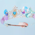CIEHER Mermaid Crown Headband Seashell Crown for Little Mermaid Birthday Party Decorations, Mermaid Accessories Halloween Costumes Blue & Purple