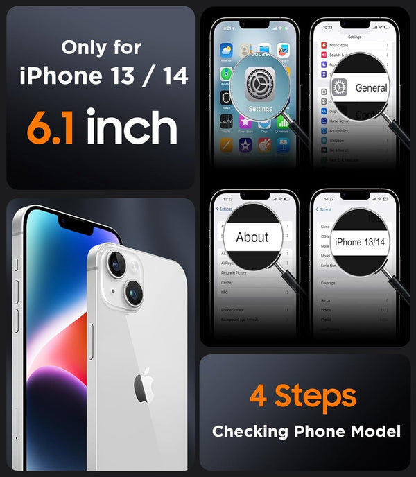 SPIDERCASE Designed for Iphone 14 Case/Iphone 13 Case, Magnetic Translucent [2 Pack Tempered Glass Screen Protector] Anti-Fingerprint Anti-Scratch