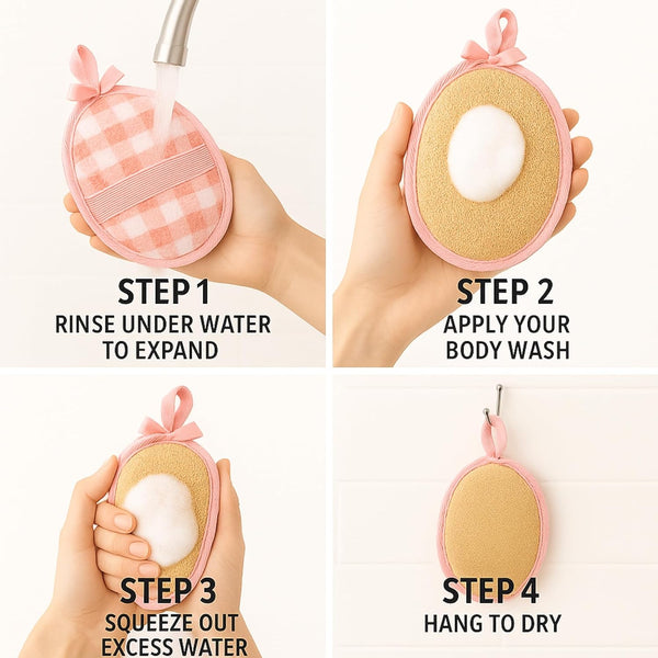 Natural Loofah Exfoliating Body Scrubber for Women Made with Natural Egyptian Loofa Sponge, Bath Shower Luffa Lufa for Face and Body. Exfoliator