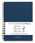 Undated Daily Planner - Time Blocking Planner & ADHD Planner. to Do List, Hourly Schedule, Daily and Monthly Agenda. Time Management &
