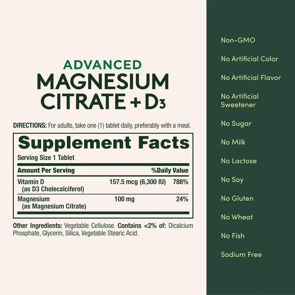 Nature'S Bounty Advanced Vitamin D3 with Magnesium Citrate Immune Formula, Supports Immune and Bone Health, 90 Tablets