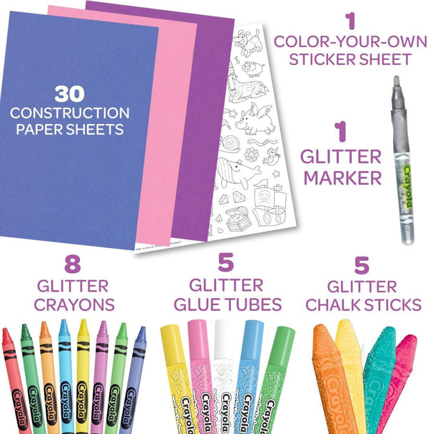 Crayola All That Glitters Art Case (50+Pcs), Glitter Crayons & Coloring Supplies, Kids Art Set, Gifts for Girls & Boys, Ages 5+