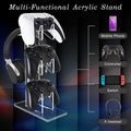 FYY Game Controller Holder 3 Tiers - Universal Dual Stand and Headphone Holder, Acrylic Clear Display Compatible with Nintendo Switch, Xbox, PS5,