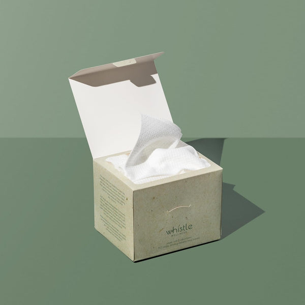 Whistle Wellness™ Disposable Face Towel 10"×12", Resealable Box, Biobased Plant Based Ultra Soft, Thickness Face Towelettes XL, Makeup Remover Dry