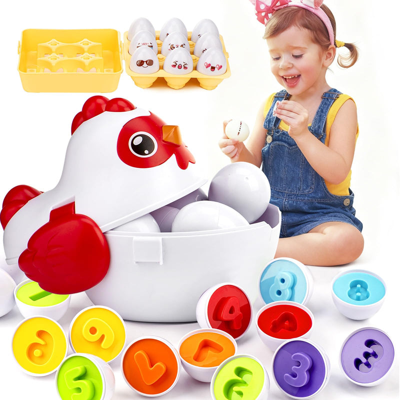 Easter Egg Matching Game for Toddlers - Educational Color & Shape Recognition Toy, 12-Piece Set | Easter Basket Stuffers for Kids