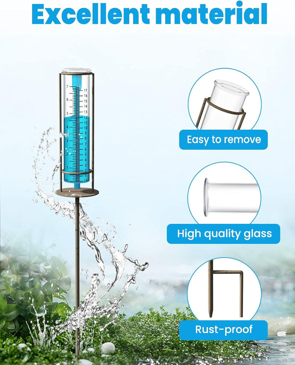 X-PREK New Upgrade Rain Gauge,Detachable Freeze Proof Glass Rain Guage Outdoor Decorative for Garden,Deck,Lawn,Landscape,Yard