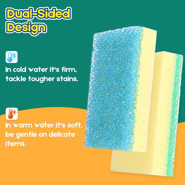 Scrub Sponge, Dual-Sided Temperature-Responsive Scrubber - Non-Scratch - Multipurpose Dish Sponges for Kitchens, Bathrooms, and Outdoor Use - 4 Pack