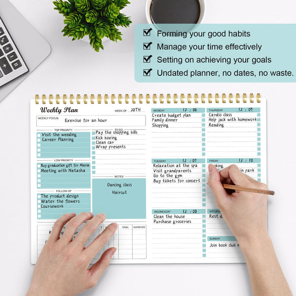 Weekly Planner Notepad Undated Weekly Goals Schedule Planner to Do List Notebook Planning Pad Calendars Organizers Habit Tracker Journal for Man &