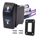 Weideer 20A 12V Polarity Reversing Momentary Rocker Switch DC Motor Control 7Pin up down Blue LED Winch In/Out Switch with Aluminum Plate Screw