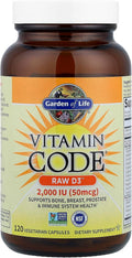 Garden of Life D3 - Vitamin Code Whole Food Raw D3 Vitamin Supplement, 2000 Iu, Dairy and Gluten Free, Vegetarian, 120 Capsules D3 with Organic