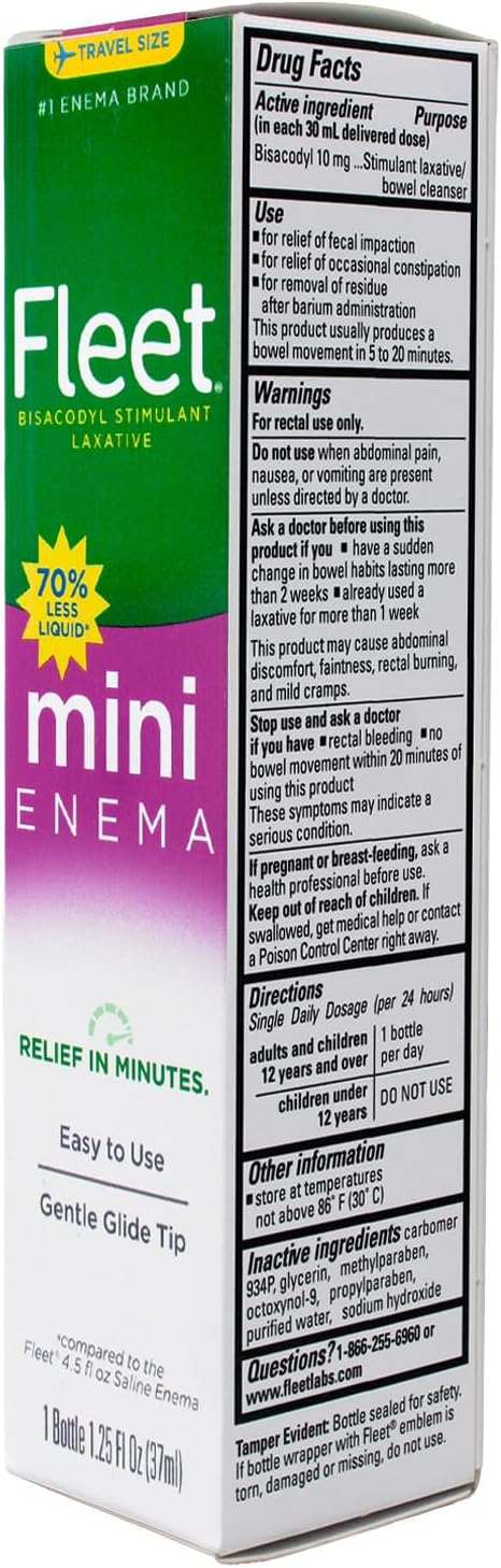 Fleet Bisacodyl Enema, Ready to Use - 1.25 Oz (Pack of 5)