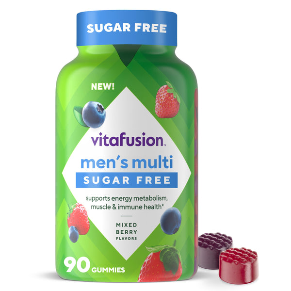 Vitafusion Sugar Free MenâS Multi Daily Gummy Multivitamins, Supports Energy Metabolism, Muscle and Immune Health (1), Mixed Berry Flavors, 90 Count