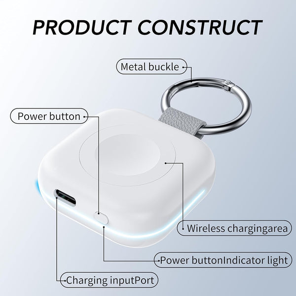 HUOTO Portable Watch Charger for Apple Watch Series 9,Portable Magnetic Iwatch Charger 1200Mah Power Bank Mini Purse Items Fast Keychain Charging