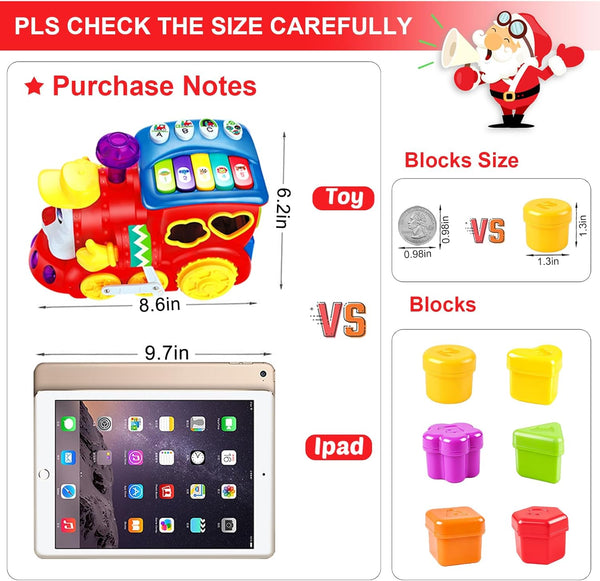 Baby Toys for 1 Year Old Boy Girl Gift Musical Train Baby Toys 6-12 12-18 Months,Early Educational Learning Montessori Kids Toys with Blocks/Light