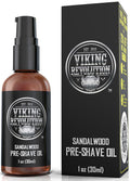 Viking Revolution Sandalwood Pre-Shave Oil for Men - Smooth, Irritation-Free Shave, 1 Fl Oz - All Skin Types