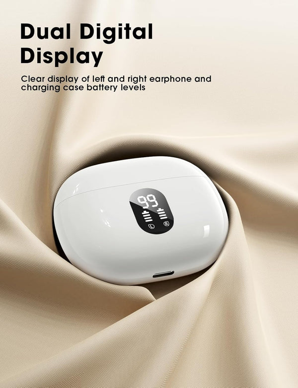Wireless Earbuds, 2025 Ear Buds with Big Bass Stereo Sound, Lightweight Bluetooth Earbuds with 48 Hours Playtime, In-Ear Fit Earphones, IPX7,