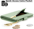 Small Wallets Woman RFID Blocking Leather Credit Card Holder - with ID Window - Card Wallets for Women - with Zipper Coin Purse - Keychain Wallet