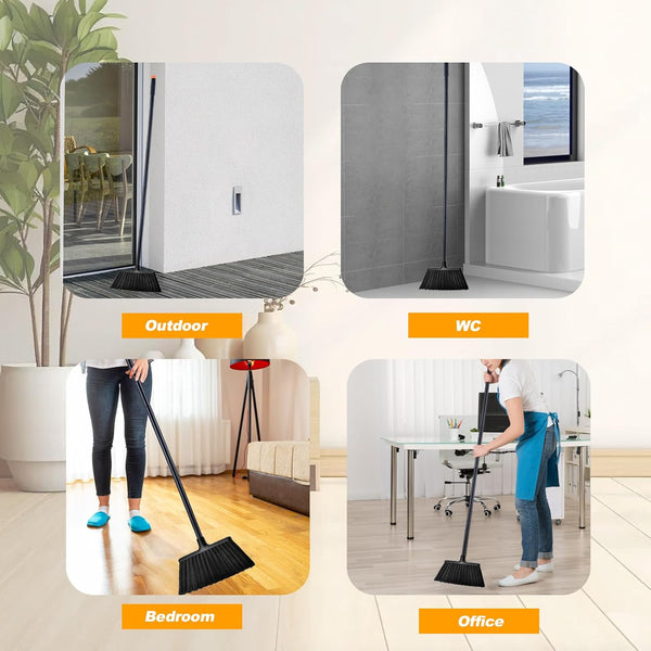 54 Inch Long Metal Handle Household Broom - Adjustable Heavy-Duty Broom for Indoor and Outdoor Cleaning, Suitable for Homes, Garages, Kitchens,