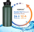 32 Oz Insulated Water Bottle Bulk 4 Pack, Stainless Steel Sports Water Bottles with Straw Lid & Wide Mouth Lids, Double Walled Vacuum, Leak Proof,