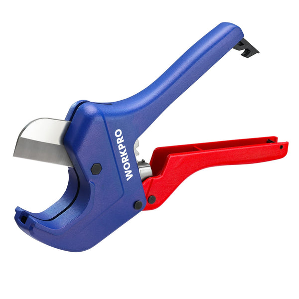 WORKPRO Ratchet PVC Pipe Cutter, Up to 1-5/8", Plastic Pipe and Tubing Cutter for PEX, PVC, PPR, and Plastic Hoses, High-quality Aluminum