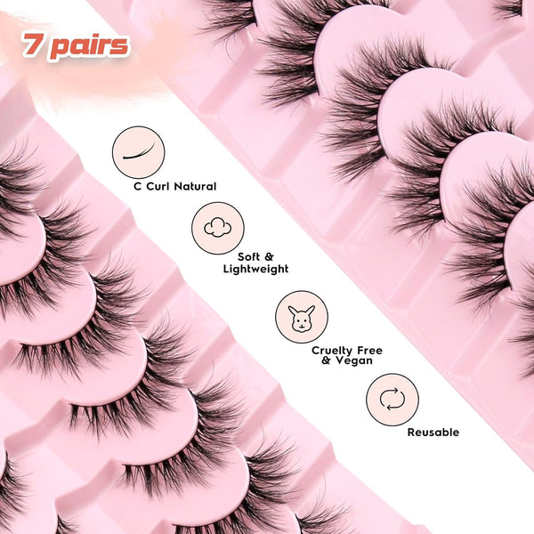 Lashes Natural Cat Eye Lashes Wispy Eyelashes 15Mm False Eyelashes Wispy Lashes 3D Volume Strip Eyelashes Thin Cotton Band Soft Fake Eyelashes