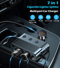 7 in 1 Cigarette Lighter Splitter, LIHAN 3 Socket Car Charger Adapter, Type-C QC3.0 PD 30W Charging, Dual USB Charging Ports, Independent