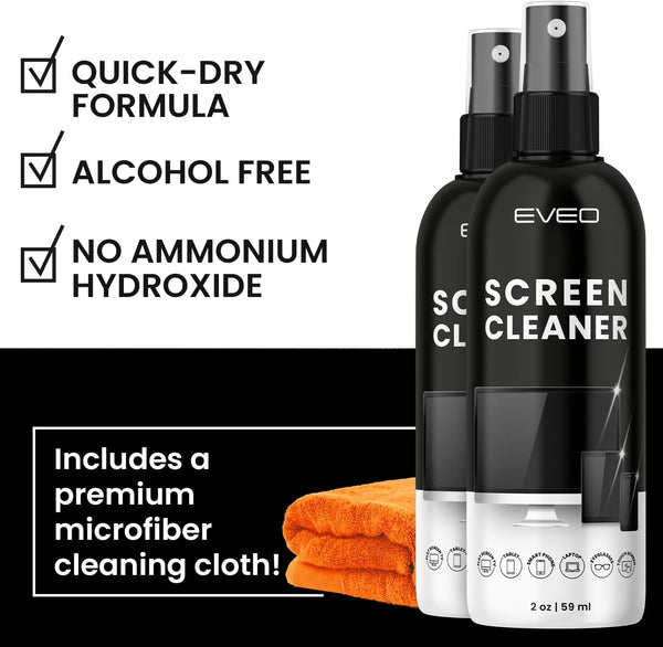 Screen Cleaner Spray - TV Screen Cleaner Spray and Microfiber Cloth Kit, Computer Screen Cleaner & Car Screen Cleaner for TV, Monitor, Laptop,
