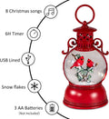 Christmas Snow Globes, Cardinal Christmas Water Globes with 8 Songs, 6H Timer Battery & USB Powered Glitter Snow Globe Music Box Suitable for