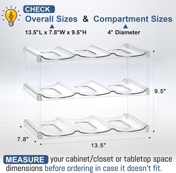 LARGER Compartment - Stackable Water Bottle Organizer Holder - for Stanley & Others' Large Tumbler - Clear Wine Rack, Cup Bottle Holder for
