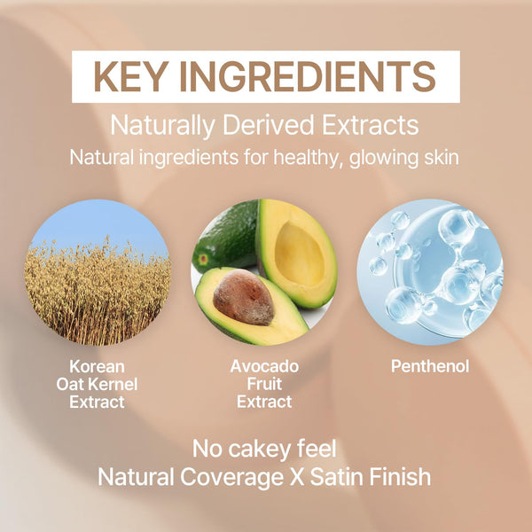 Natural Cover Glow Cushion Foundation | Satin Radiant Finish | Korean Foundation Makeup | Long-Lasting Natural Coverage | for All Skin Types 0.42