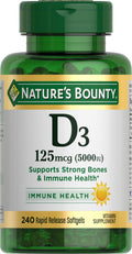 Nature's Bounty Vitamin D3 5000 IU Softgels, Rapid Release, Immune Support, Vitamin D Supplements, 240 Ct 240 Count (Pack of 1)