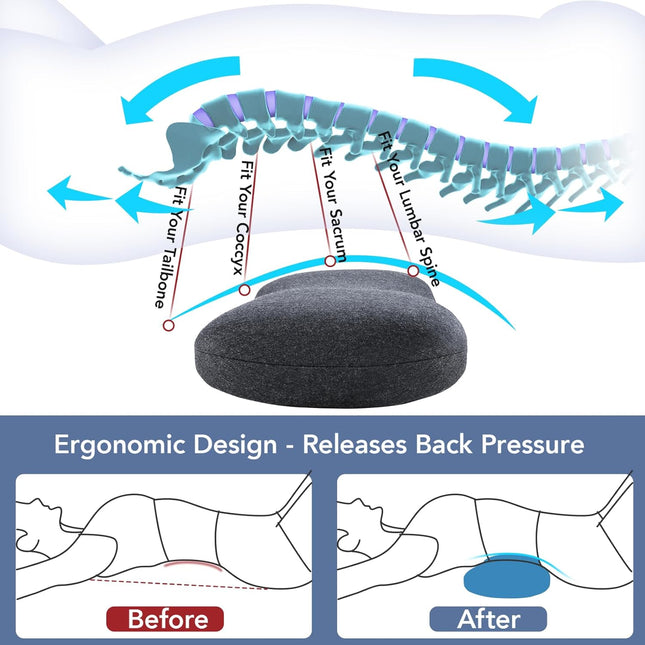 Hapiclody Lumbar Support Pillow for Sleeping Memory Foam Lumbar Pillow for Lower Back Pain Relief Back Support Pillow fo