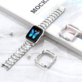 SUPOIX Compatible with Apple Watch Band S10 42Mm + Case, Women Jewelry Bling Diamond Metal Strap & 2P Cover Cases for Iwatch Series 10(Silver,42Mm)