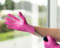 FRAMAR Pink Gloves Disposable Latex Free â Pink Nitrile Gloves Medium, Latex Free Glove Medium, Guantes De Nitrilo, for Hair Dye, Salon, Cleaning,