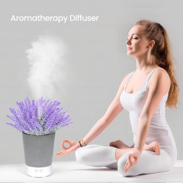Essential Oil Diffusers for Home, Lavender Potted Plant Aromatherapy Diffuser, Ultrasonic Cold Mist Humidifier for Office, Bedroom, Waterless Auto