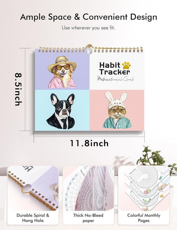 Daily Habit Tracker with Sticker Habit Tracker Calendar Habit Journal with Spiral Binding 11.69 * 8.27