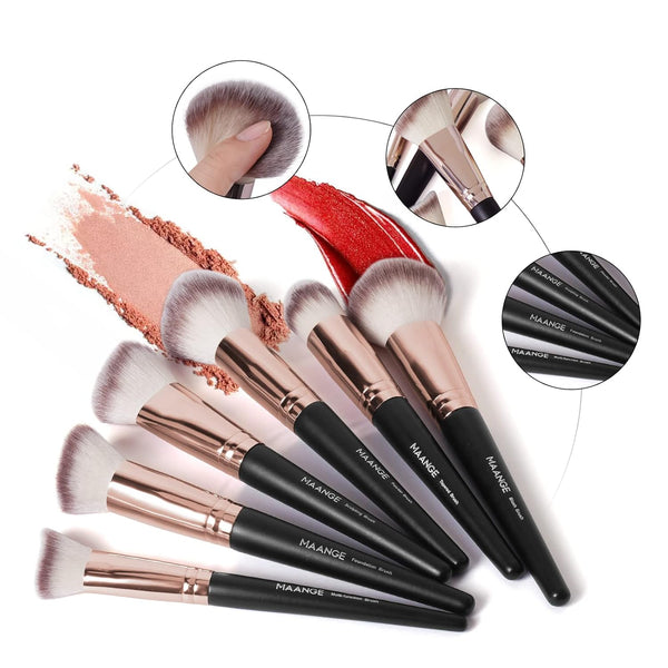 Makeup Brushes with Case, MAANGE 18 Pcs Professional Makeup Brush Set Premium Synthetic Face Kabuki Brush Kit Foundation Blush Powder Eyeshadow