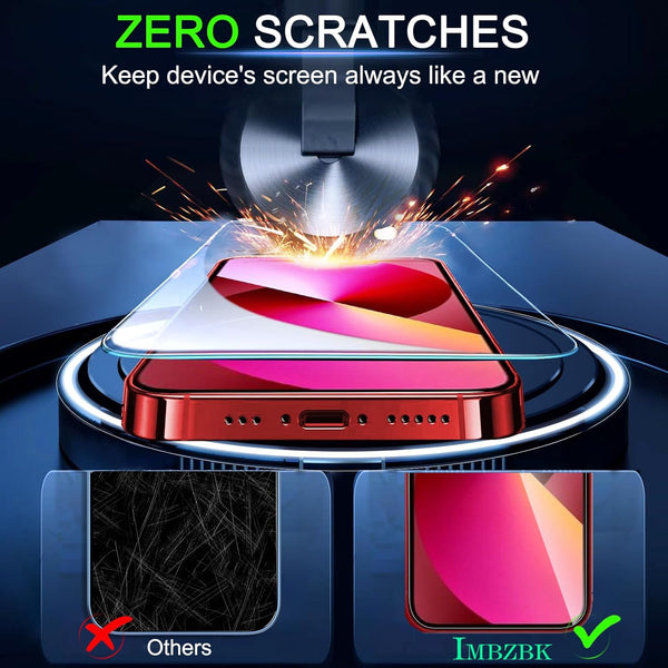 IMBZBK 3 Pack Screen Protector for Iphone 13 Tempered Glass with 3 Pack Camera Lens Protector, Accessories 9H anti Scratch for Apple 13, 2.5D